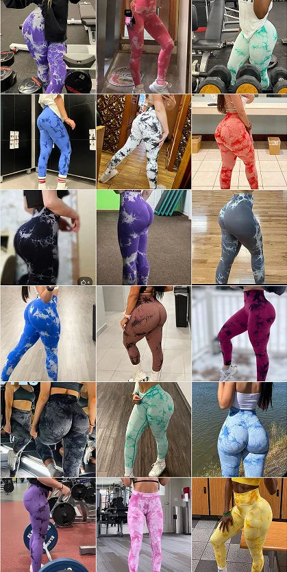 Women Tie Dye Seamless Leggings Push Up Sports Fitness Scrunch Yoga Running Pants Butt Lifting Elastic Tights Leggins Nylon
