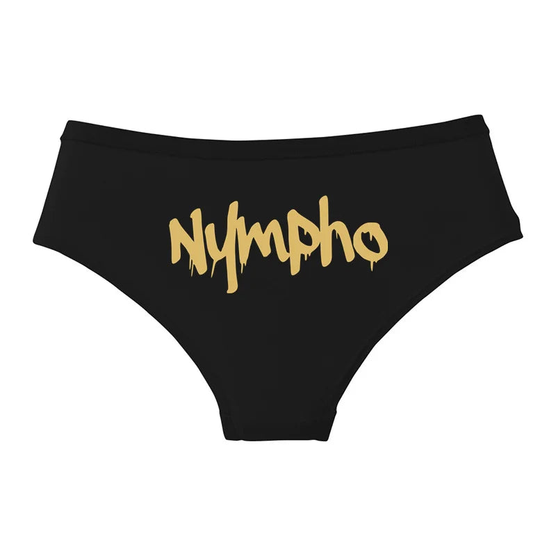 NYMPHO Gold Letter Print Underwear Cute Girl Briefs Female Soft Cotton Panties Sexy Lingeries For Women Ladies Underpants