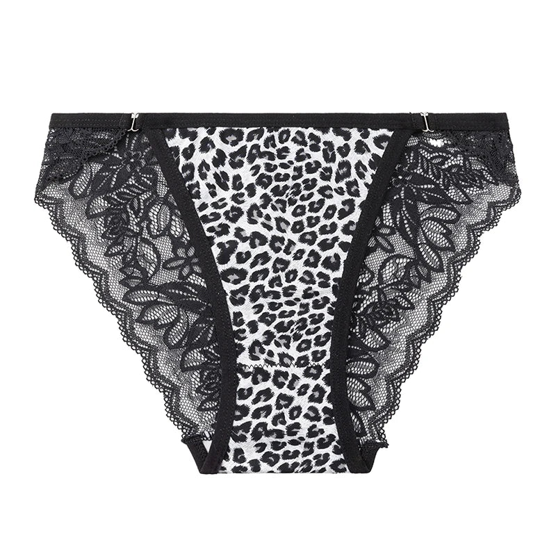 TrowBridge 3PCS/Set Women's Panties Sweet Hollow Out Lace Underwear Leopard Sexy Lingerie Fashion Ladies Briefs Cozy Underpants