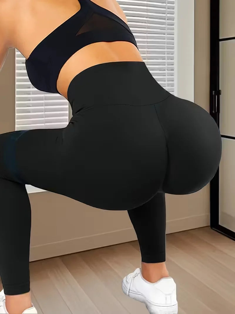 Womens High Waisted Yoga Pants Booty Lifting Tummy Control Workout Leggings Opaque Black Ideal Bottoms For Gym Running Jeans New