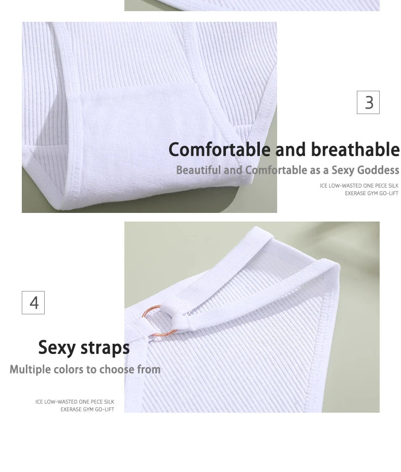 4PCS/SET Stripes Women Cotton Panties Women Sexy Low Rise Briefs Female Breathbale Underwear Button Design Pattern Soft Lingerie