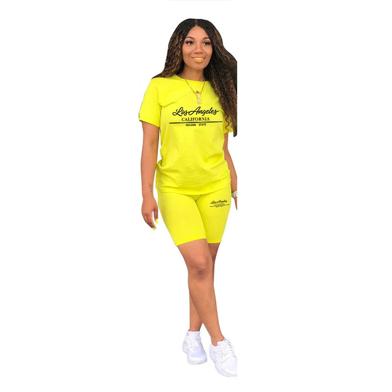Daily Short Sleeve Hot Sales Comfort Quality Casual Woman Clothing Summer Two Piece Set Women Tracksuit T-Shirts O-Neck Shorts