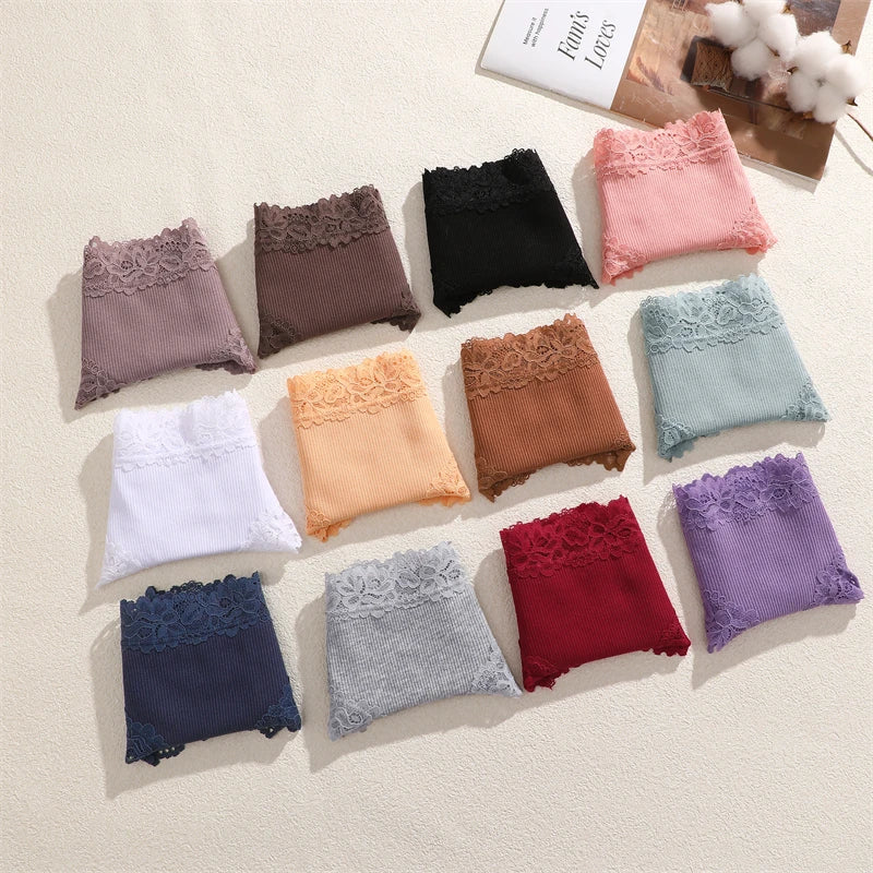 4PCS/Set Cotton Floral Lace Underpants for Women Sexy Striped Low-Waist Panties Girls Comfortable Briefs Trendy T-back Lingerie