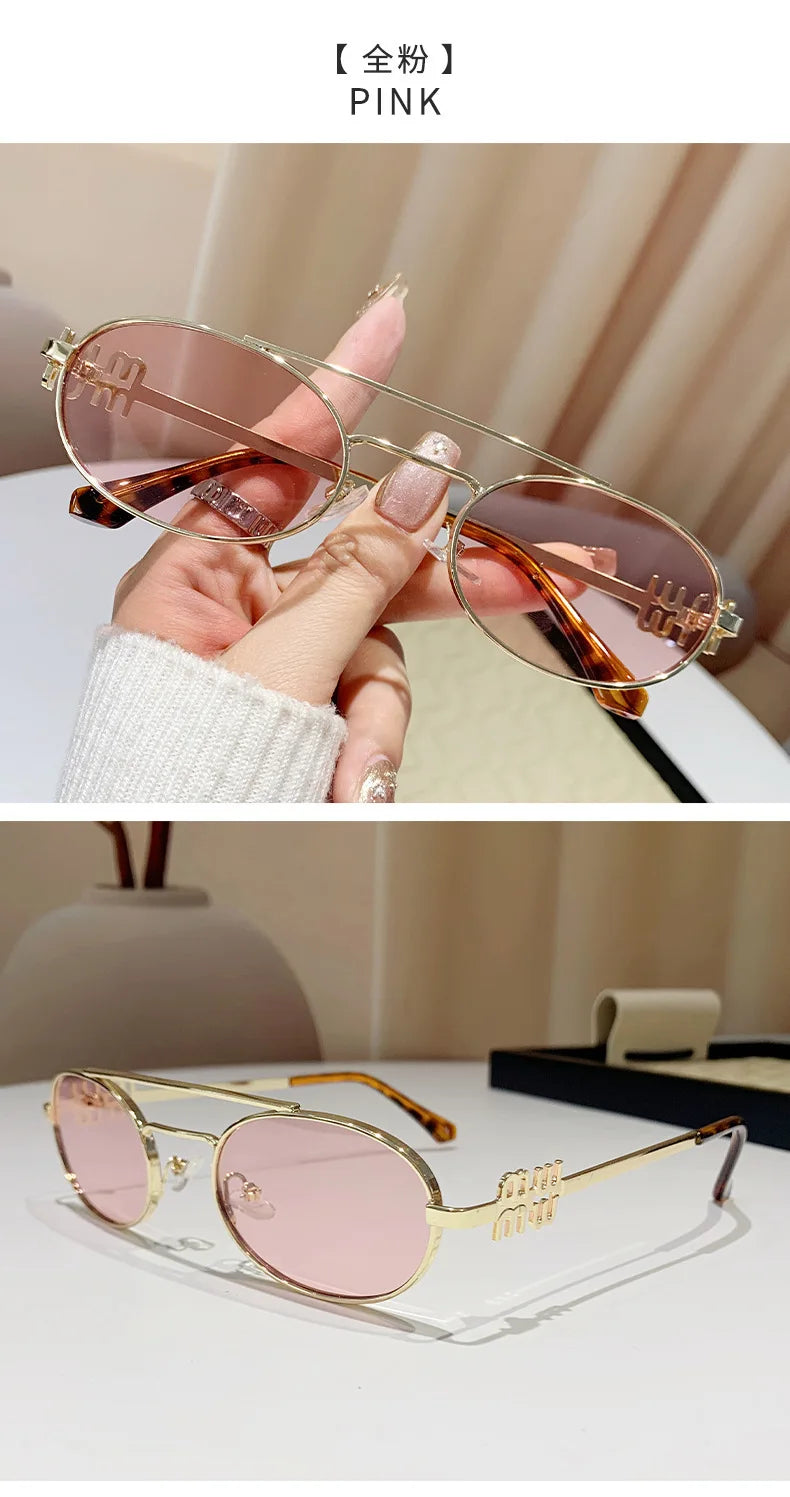 Fashion Punk Double Beam Sunglasses Women Men Retro Brand Designer Small Frame Sun Glasses Female Trendy Sunshade Eyewear UV400