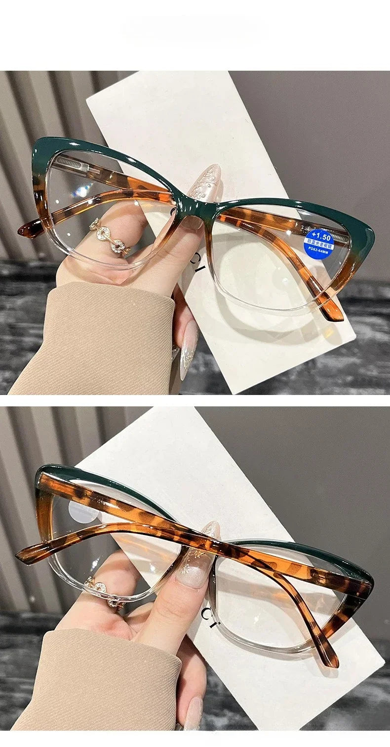 2025 New Fashionable and Trendy Cat Eye Women's Reading Glasses Retro Neutral Advanced Display Young Anti Blue Light Glasses