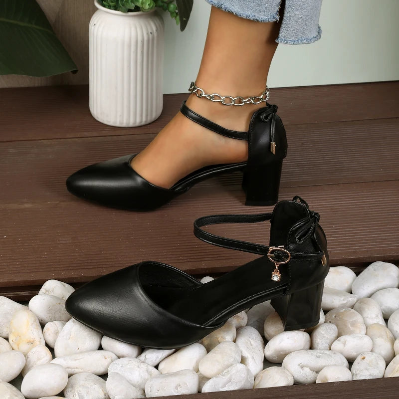 2025 Spring/Summer Hot Sale！Fairy Style Thin-Strap High Heels - Bowknot with Golden Buckle, Comfortable & Versatile