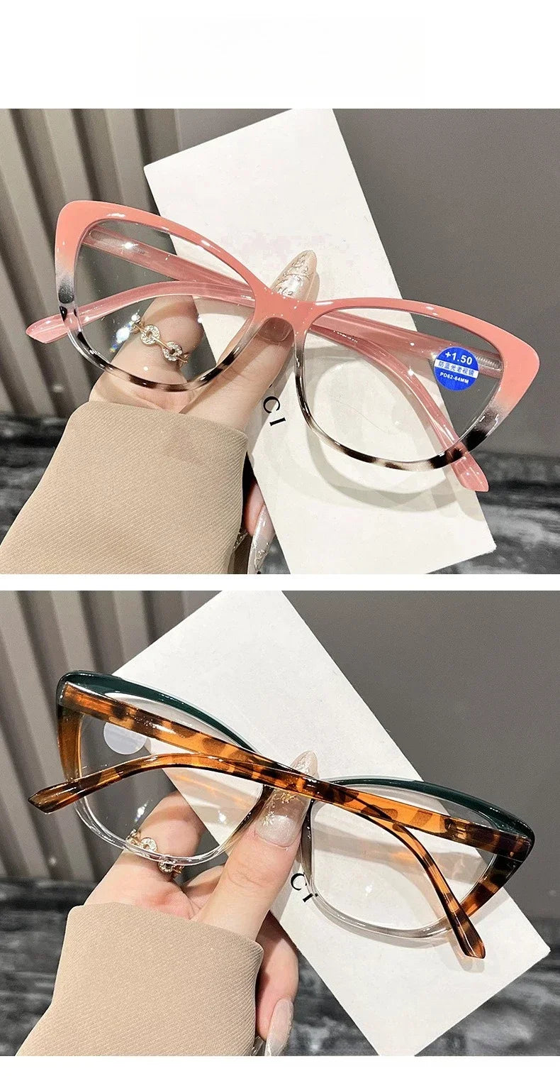 2025 New Fashionable and Trendy Cat Eye Women's Reading Glasses Retro Neutral Advanced Display Young Anti Blue Light Glasses