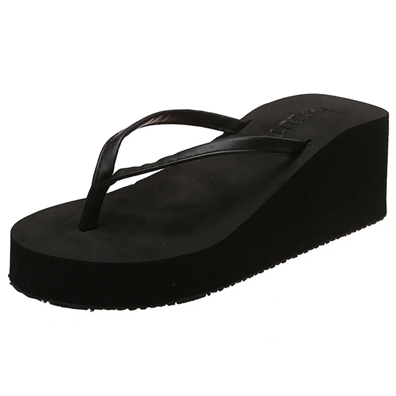 Lightweight Wedges Flip Flops for Women 2025 Summer Thick Bottom Beach Slippers Woman Comfortable Clip Toe Sandals Female