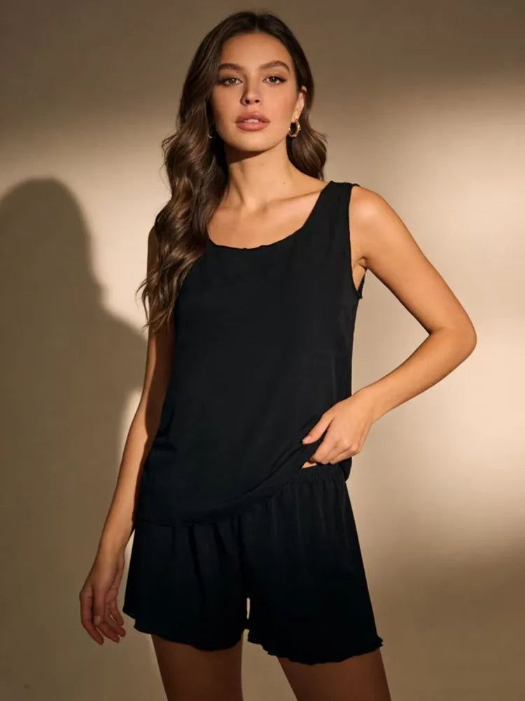 Sleeveless Pajama Sets Women Simple Baggy Home Breathable Ulzzang Soft Casual All-match Summer Harajuku College Girls Loungewear