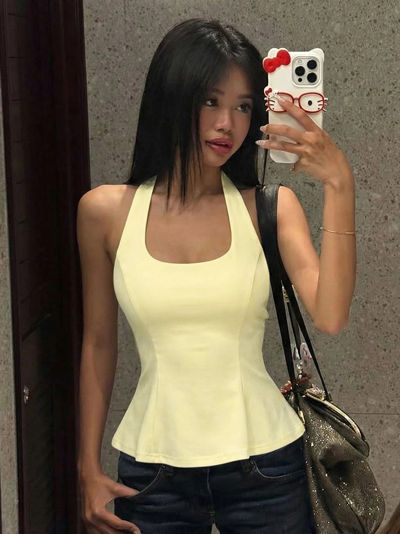 Dulzura Halter Backless Slim Lace Up Corset Tank Top Women'S Fashion Sexy Casual Y2K Top Party Club Street Style Summer Clothes