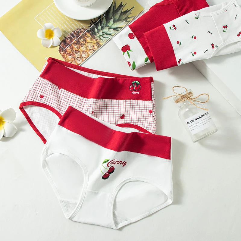 4Pcs Women Cotton Panties High Waist Underwear Print Ladies Briefs Soft Underpants Breathable Plus Size M-4XL Sexy Lingerie