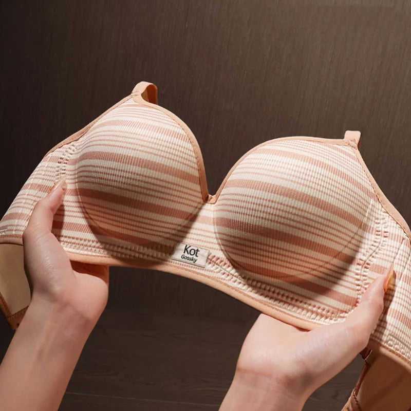 Striped Sexy Gathering, Large Thickened Cup, No Empty Cup, No Mark, No Steel Ring, Lingerie for Women