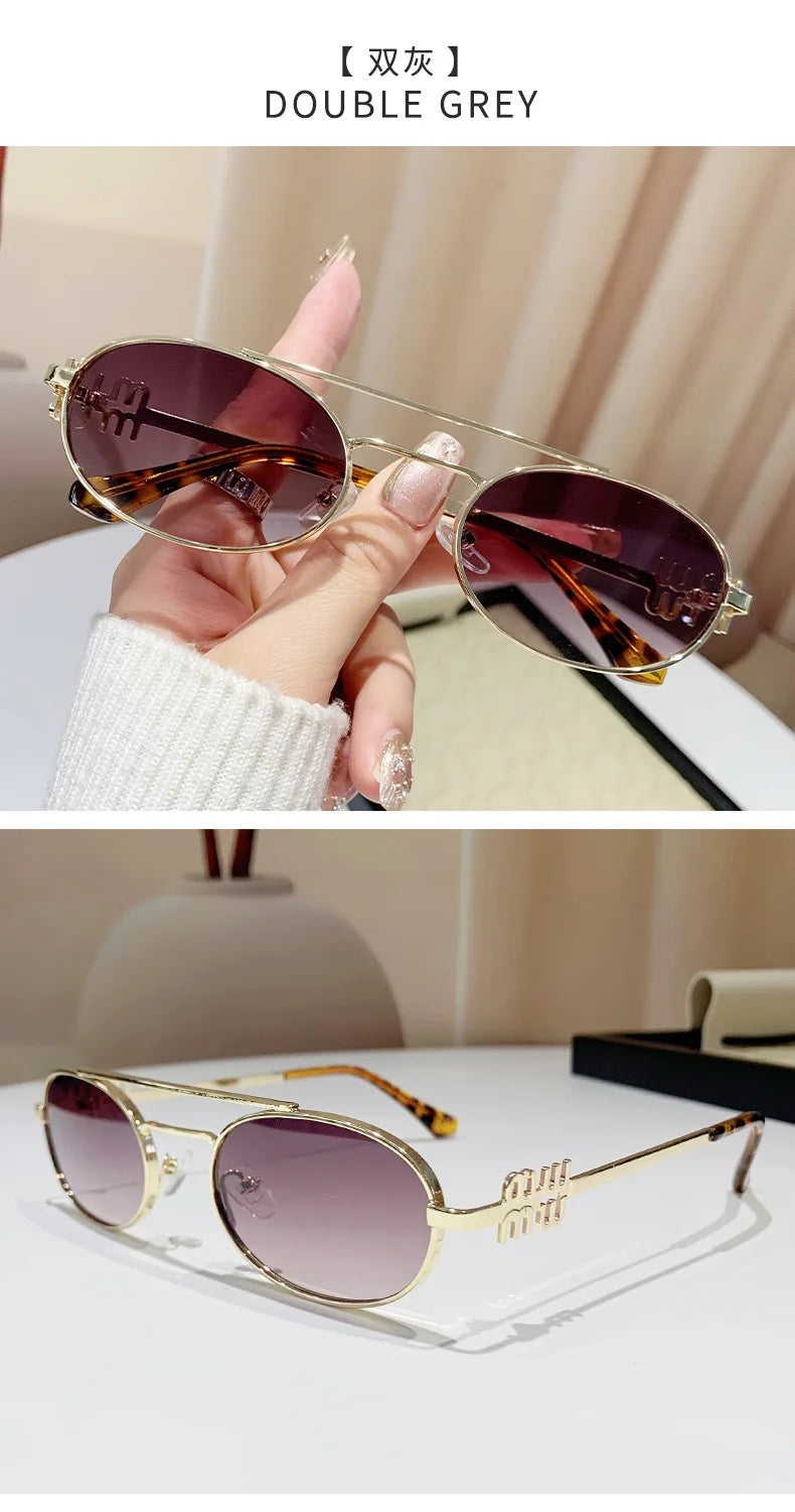 Fashion Punk Double Beam Sunglasses Women Men Retro Brand Designer Small Frame Sun Glasses Female Trendy Sunshade Eyewear UV400
