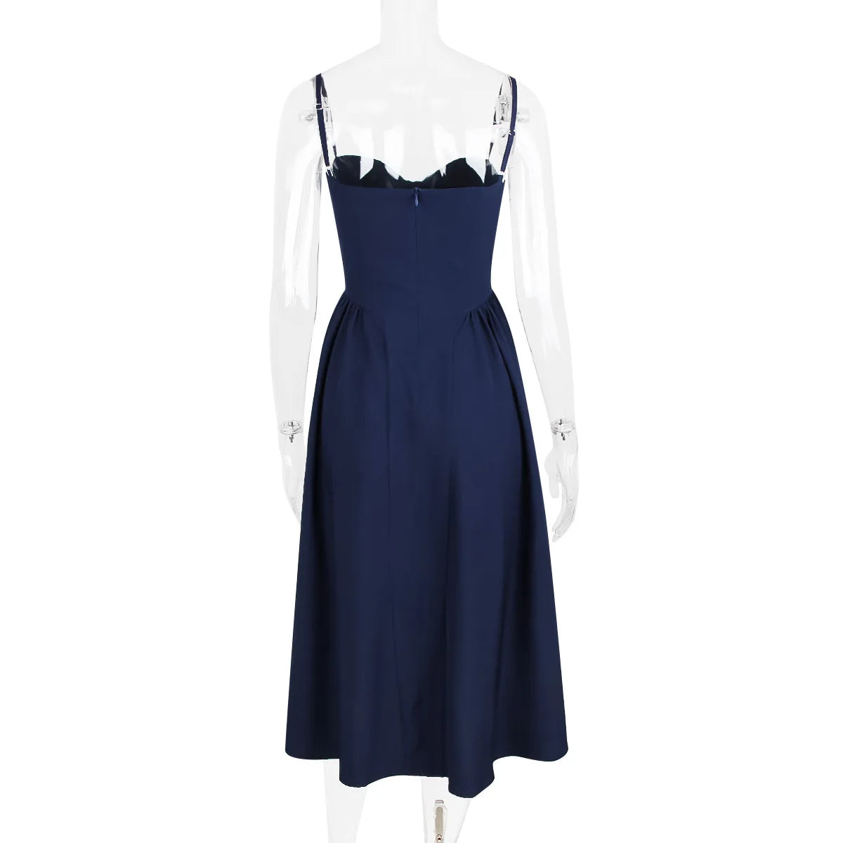 Summer Women Elegant Sleeveless Backless Pleated Dresses Lady Sexy Solid Sling Midi Dress 2024 Female Party Evening A-line Robes