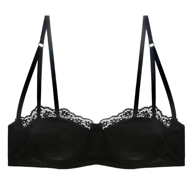 Sexy French Half Cup Invisible Bra Set Soft Underwire Minimizer Push Up Lingerie Set S-XL Comfort Breathable Anti Sag Stylish