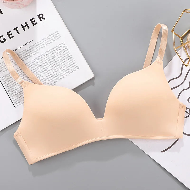 Sexy No Wire Push Up Underwear Women Seamless Bra Girls Students Breathable Thin Bras Female's Bra Breathable Gathered Lingerie