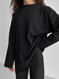 Blubelle Women Autumn 100% Cotton T-shirt Bottoming Spring Basic Fashionable Solid Lady Long Sleeve Loose Tops Shirts